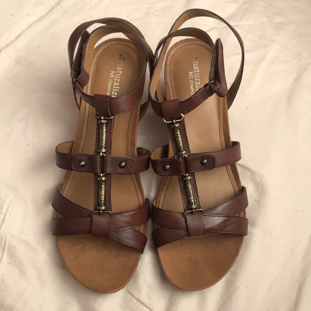 Naturalizer Efani Brown Leather Sandals 10W